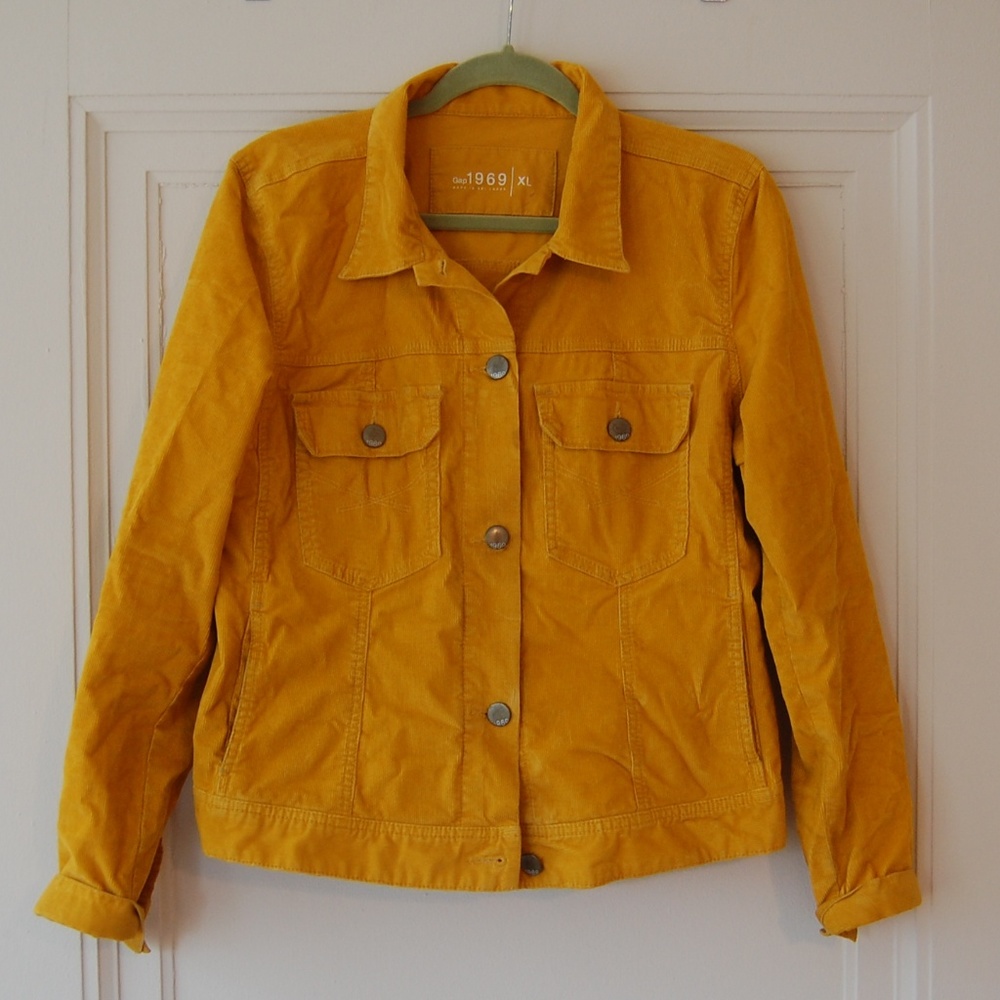 gap mustard corduroy jacket women's XL